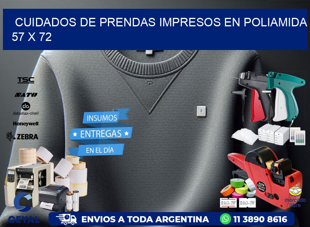 Cuidados de prendas impresos en poliamida  57 x 72