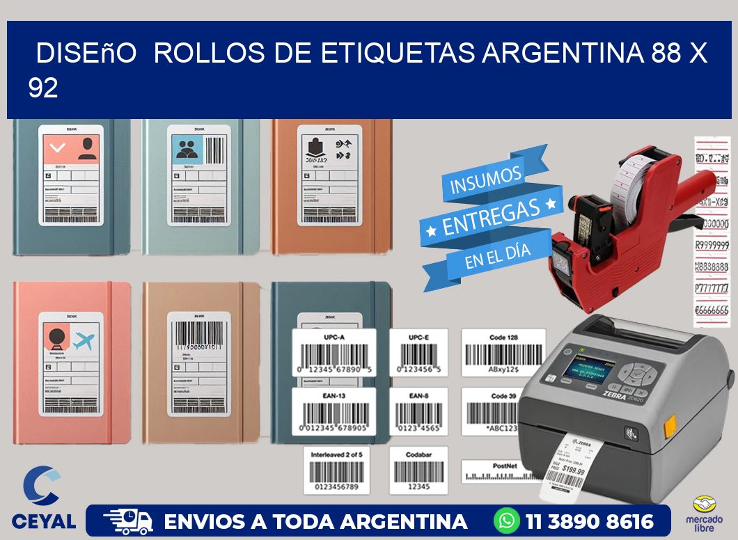 Diseño  ROLLOS DE ETIQUETAS ARGENTINA 88 x 92