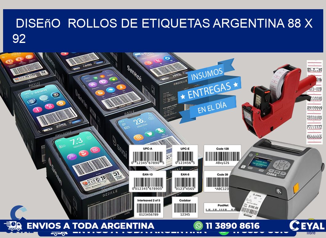 Diseño  ROLLOS DE ETIQUETAS ARGENTINA 88 x 92