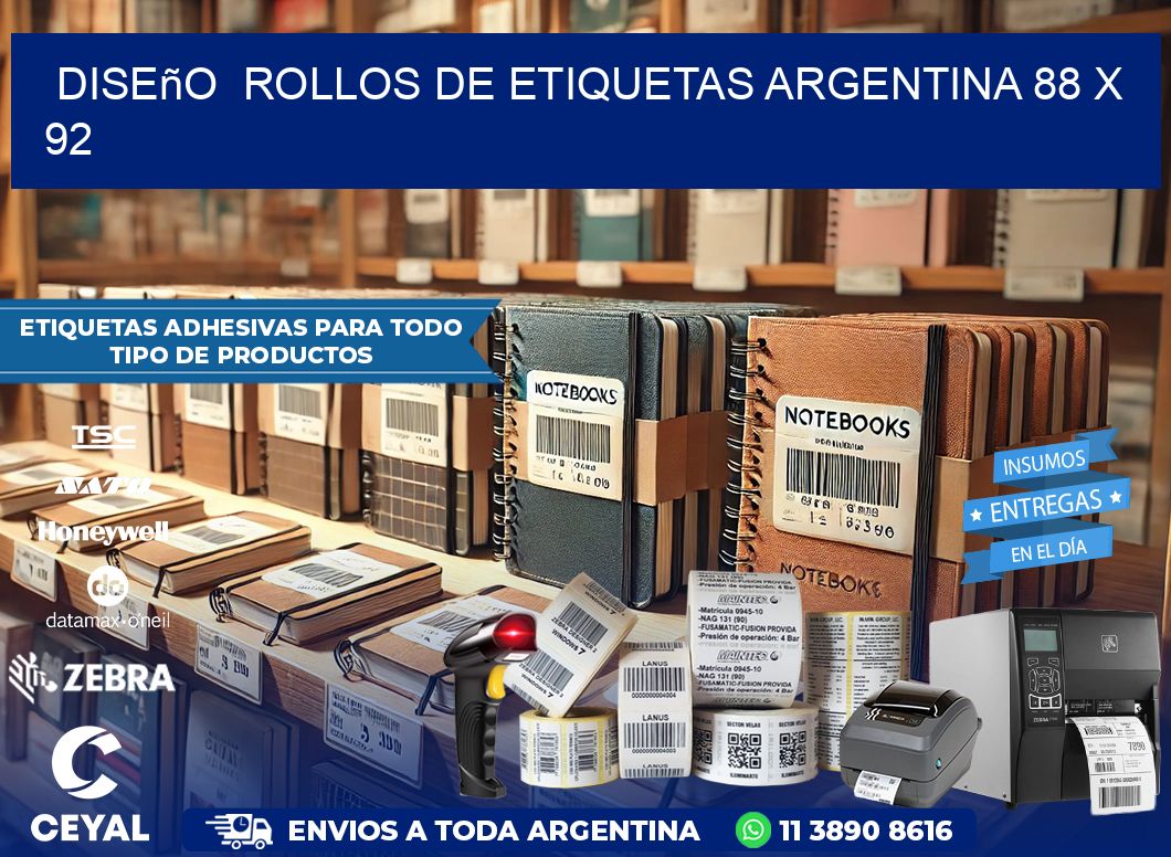 Diseño  ROLLOS DE ETIQUETAS ARGENTINA 88 x 92
