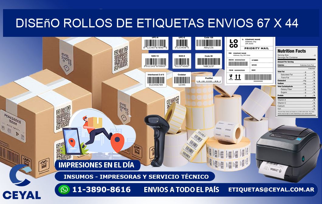 Diseño ROLLOS DE ETIQUETAS ENVIOS 67 x 44