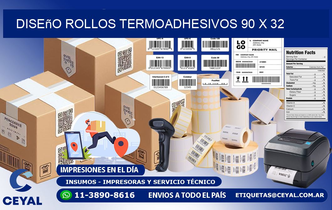 Diseño ROLLOS TERMOADHESIVOS 90 x 32
