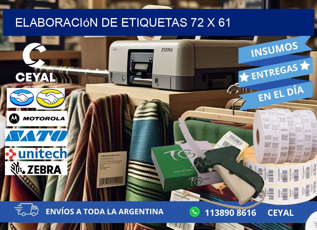 Elaboración de etiquetas 72 x 61