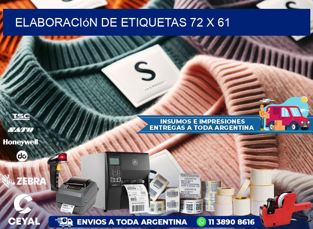 Elaboración de etiquetas 72 x 61
