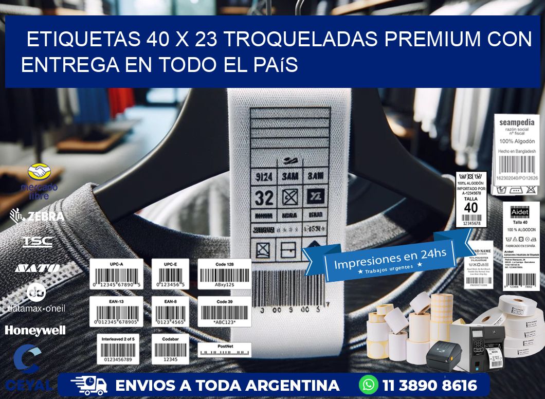 Etiquetas 40 x 23 troqueladas premium con entrega en todo el país