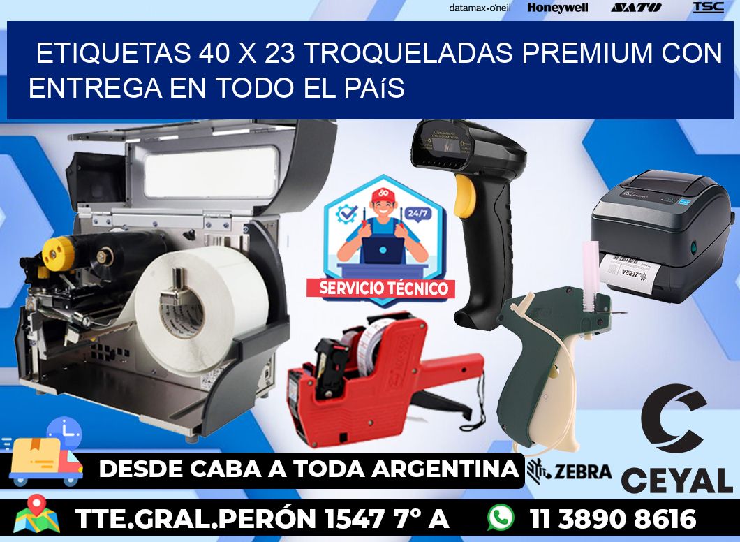 Etiquetas 40 x 23 troqueladas premium con entrega en todo el país