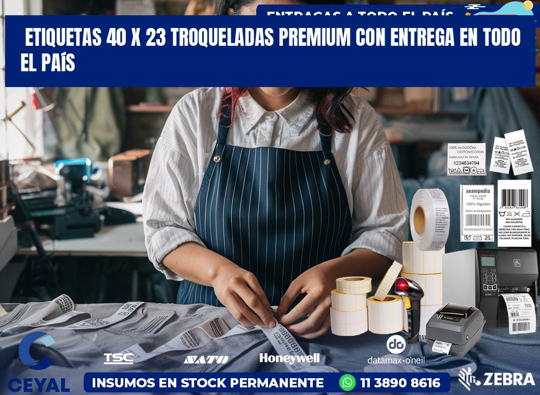 Etiquetas 40 x 23 troqueladas premium con entrega en todo el país