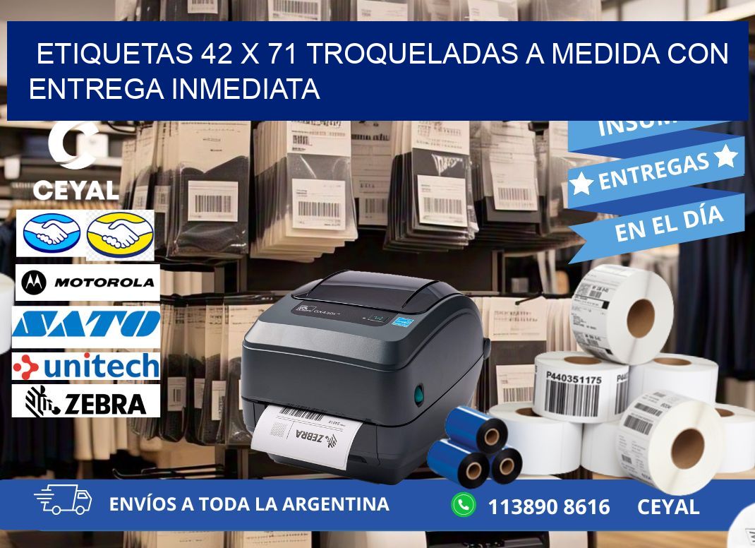 Etiquetas 42 x 71 troqueladas a medida con entrega inmediata