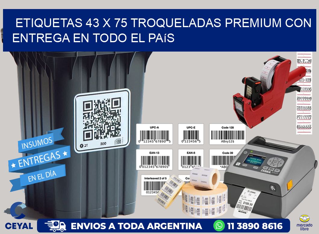 Etiquetas 43 x 75 troqueladas premium con entrega en todo el país