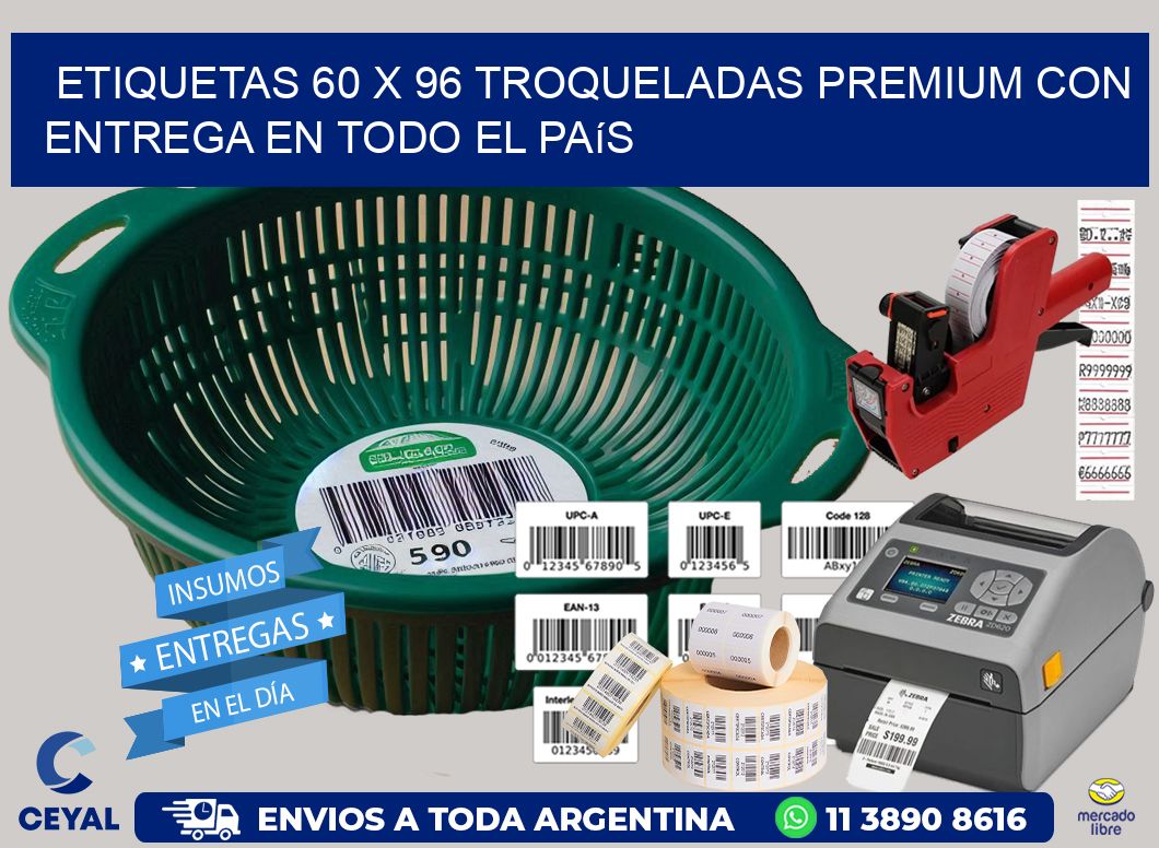 Etiquetas 60 x 96 troqueladas premium con entrega en todo el país