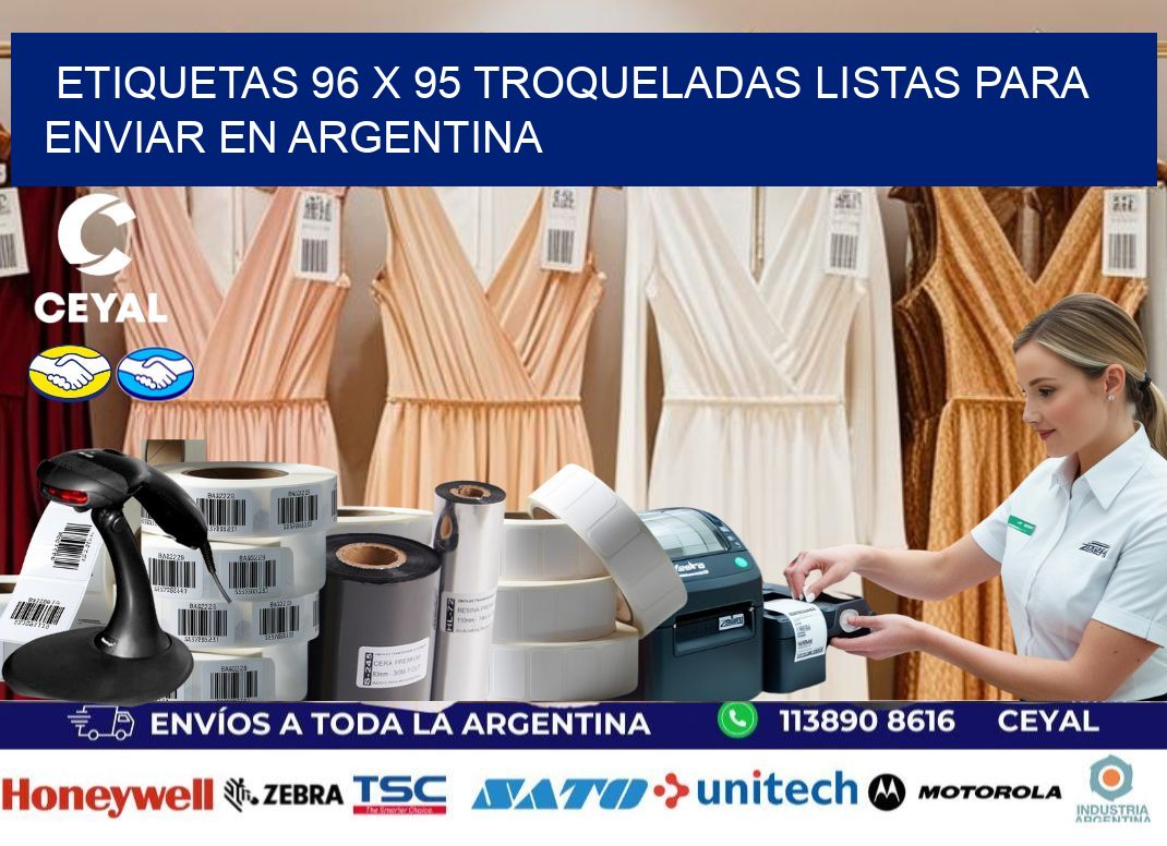 Etiquetas 96 x 95 troqueladas listas para enviar en Argentina