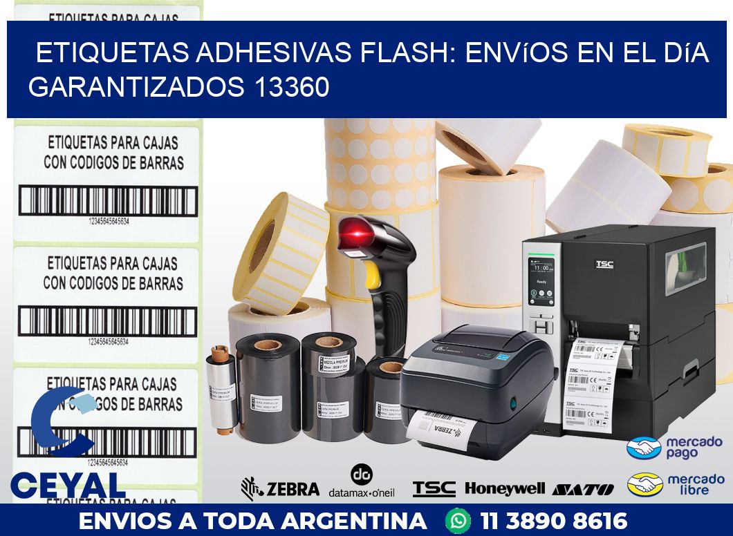 Etiquetas adhesivas Flash: Envíos en el Día Garantizados 13360