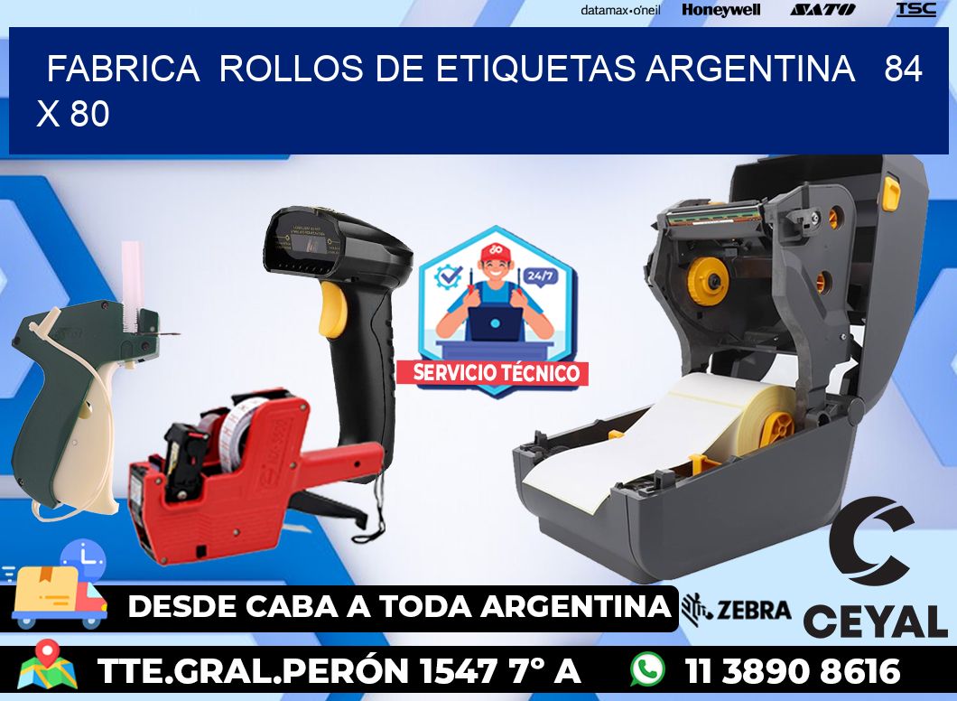 Fabrica  ROLLOS DE ETIQUETAS ARGENTINA   84 x 80