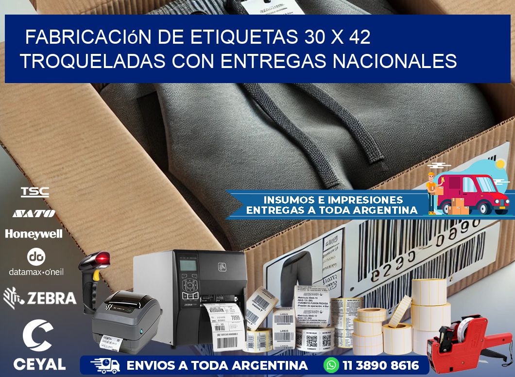 Fabricación de etiquetas 30 x 42 troqueladas con entregas nacionales