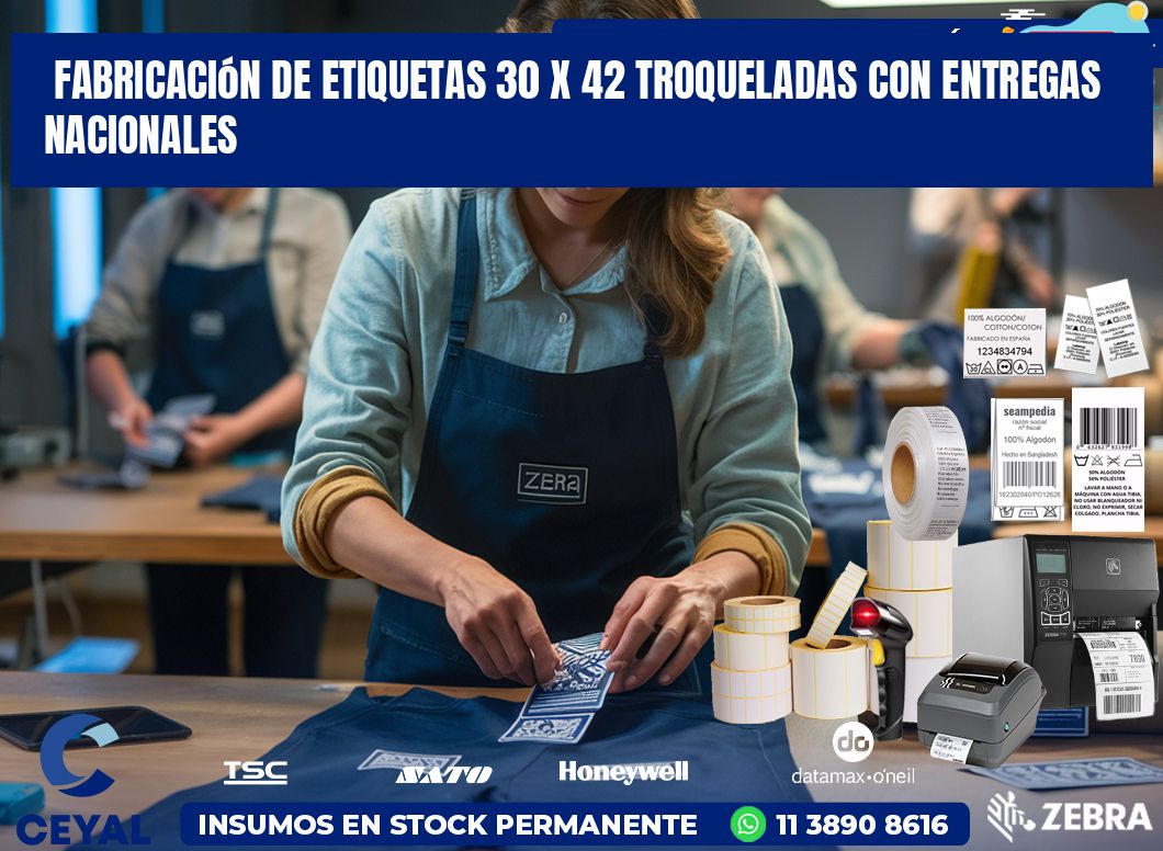 Fabricación de etiquetas 30 x 42 troqueladas con entregas nacionales