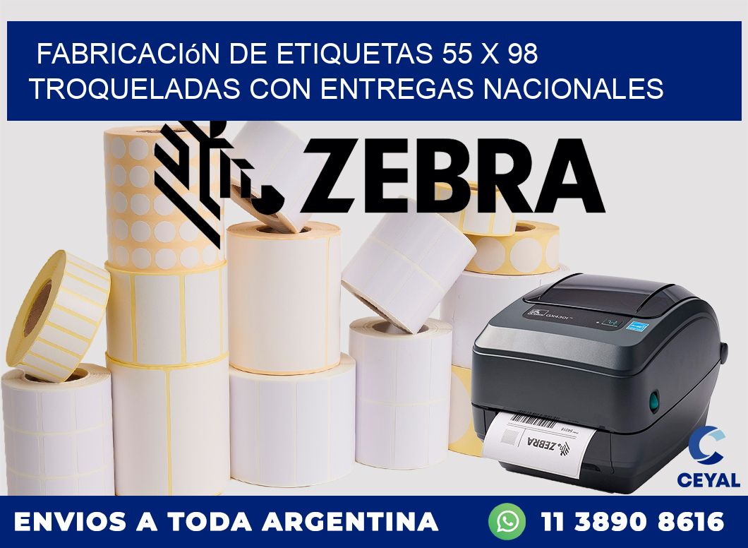 Fabricación de etiquetas 55 x 98 troqueladas con entregas nacionales