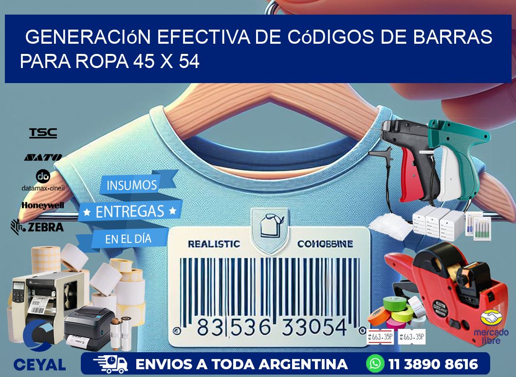 Generación Efectiva de Códigos de Barras para Ropa 45 x 54