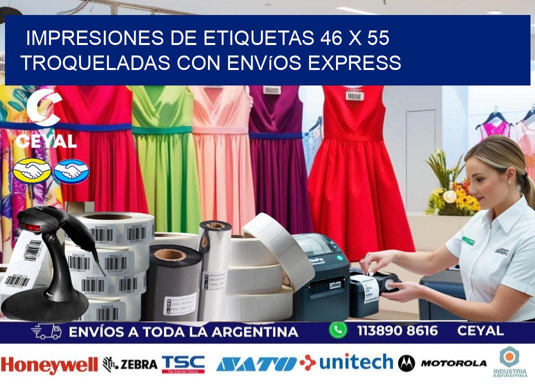 Impresiones de etiquetas 46 x 55 troqueladas con envíos express