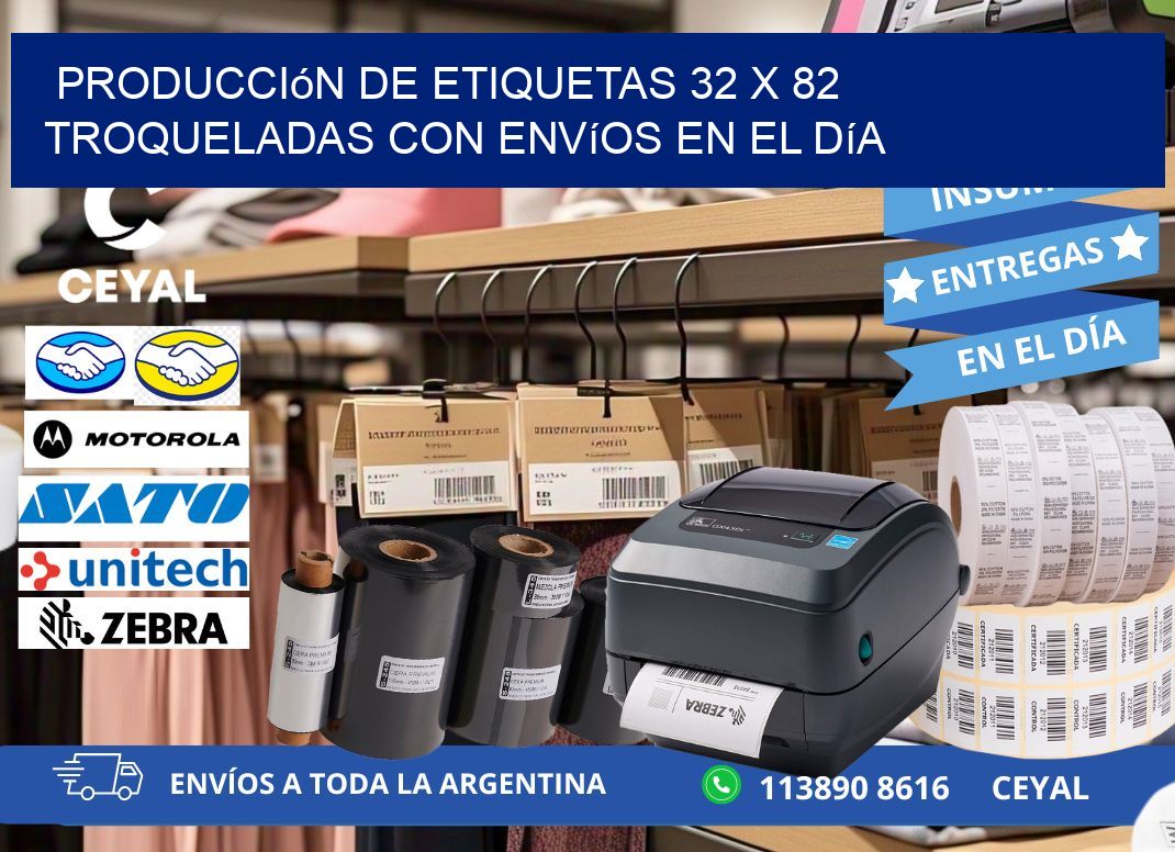 Producción de etiquetas 32 x 82 troqueladas con envíos en el día