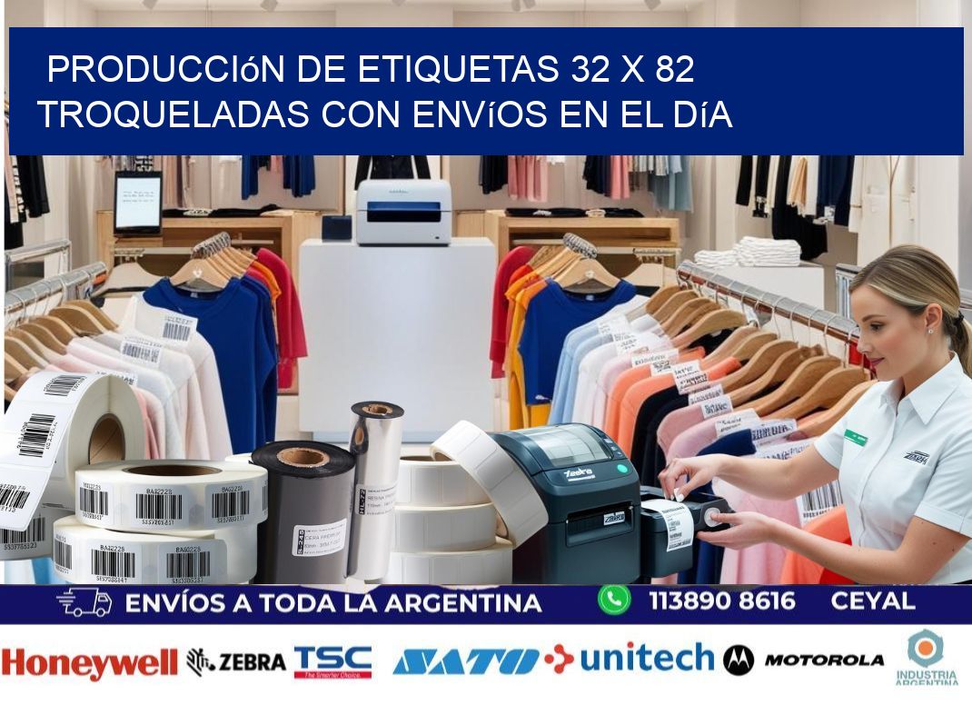 Producción de etiquetas 32 x 82 troqueladas con envíos en el día