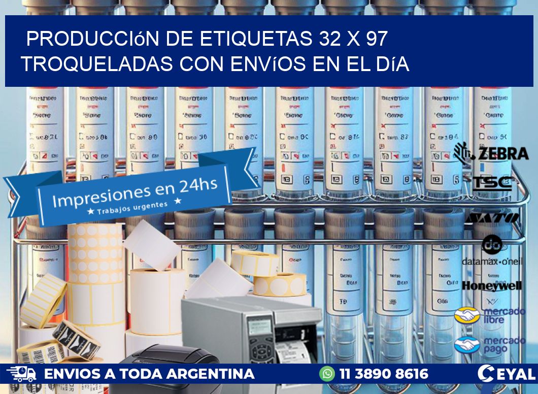 Producción de etiquetas 32 x 97 troqueladas con envíos en el día