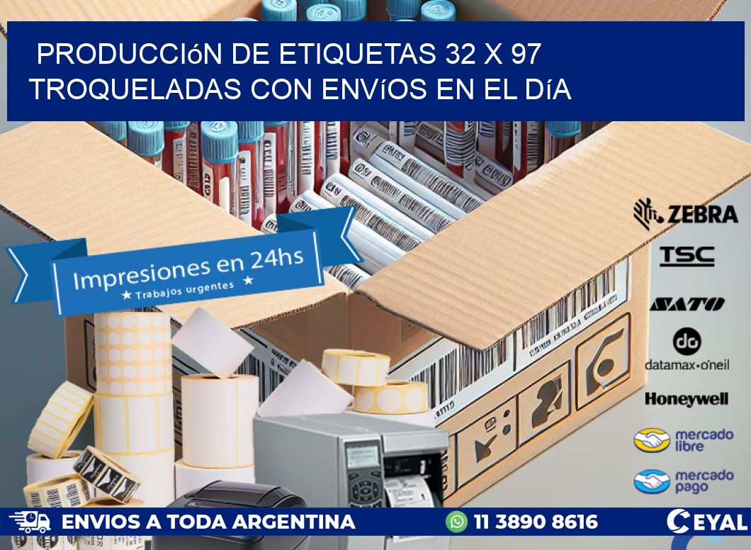 Producción de etiquetas 32 x 97 troqueladas con envíos en el día