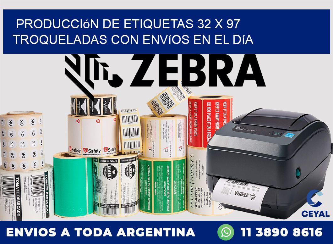 Producción de etiquetas 32 x 97 troqueladas con envíos en el día