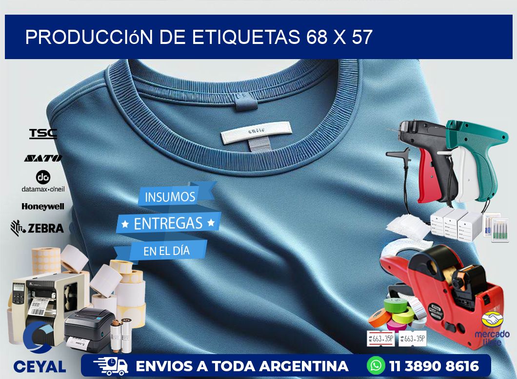 Producción de etiquetas 68 x 57