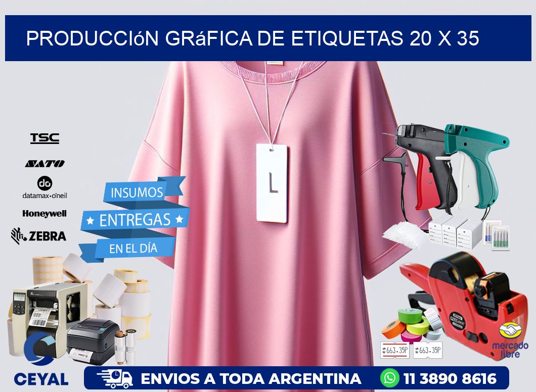 Producción gráfica de etiquetas 20 x 35