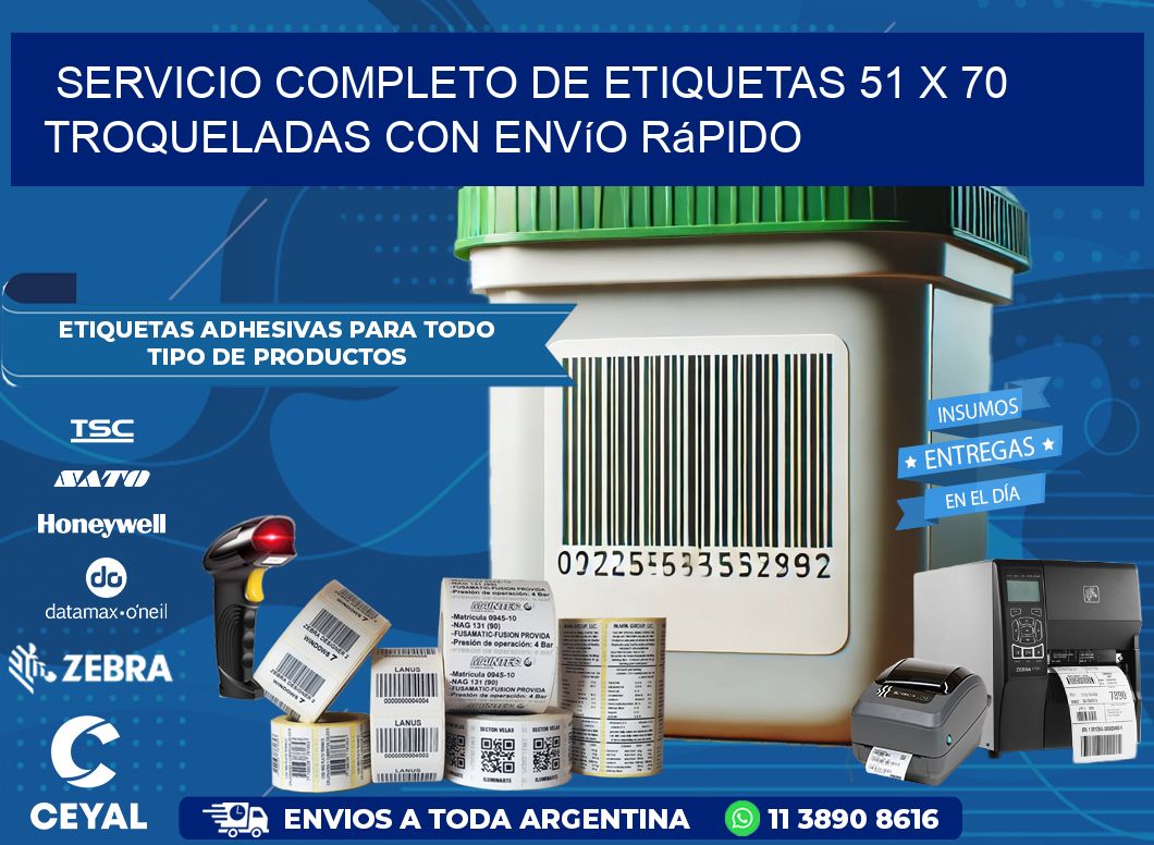 Servicio completo de etiquetas 51 x 70 troqueladas con envío rápido