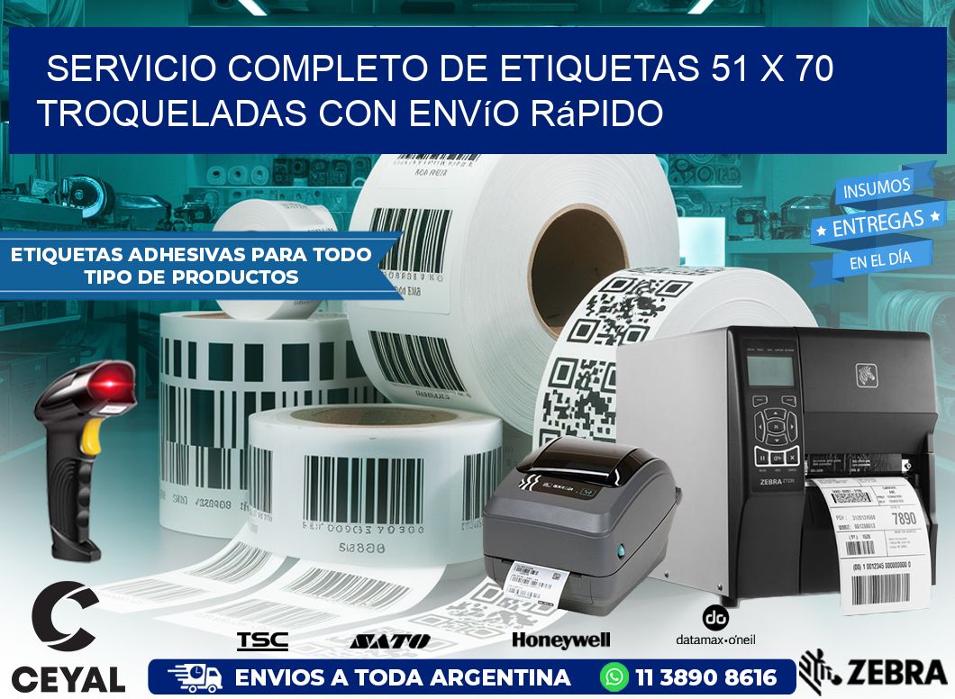 Servicio completo de etiquetas 51 x 70 troqueladas con envío rápido