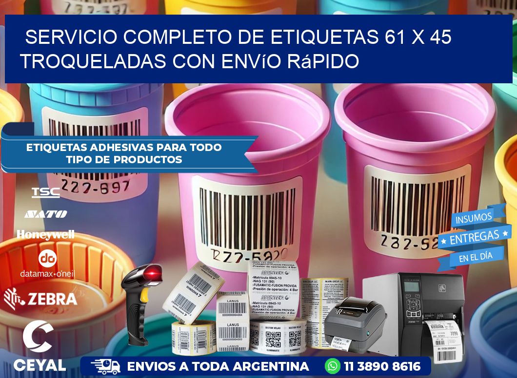 Servicio completo de etiquetas 61 x 45 troqueladas con envío rápido