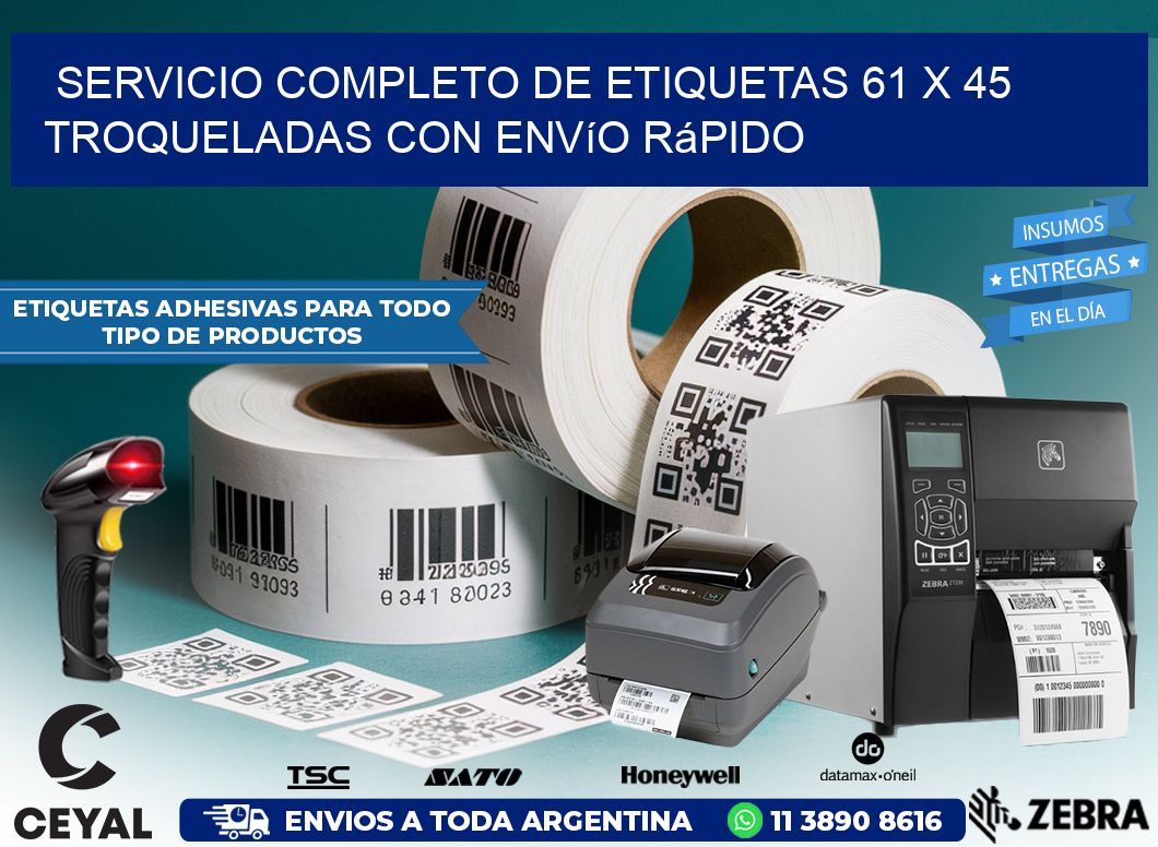 Servicio completo de etiquetas 61 x 45 troqueladas con envío rápido