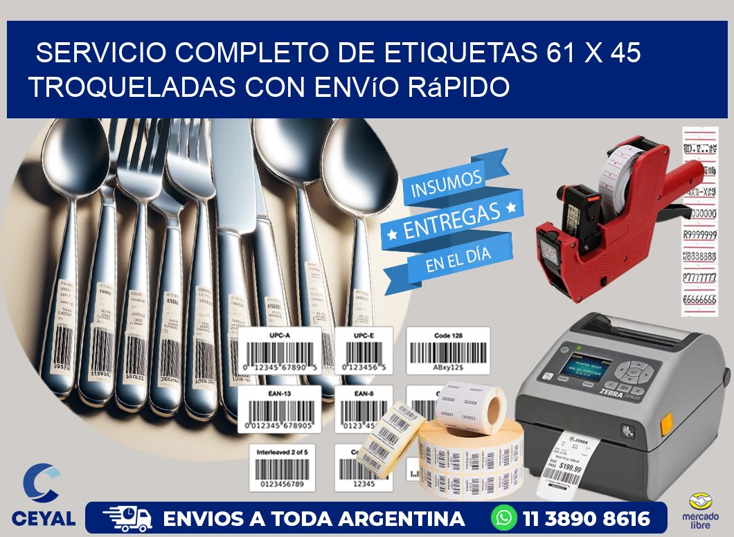 Servicio completo de etiquetas 61 x 45 troqueladas con envío rápido