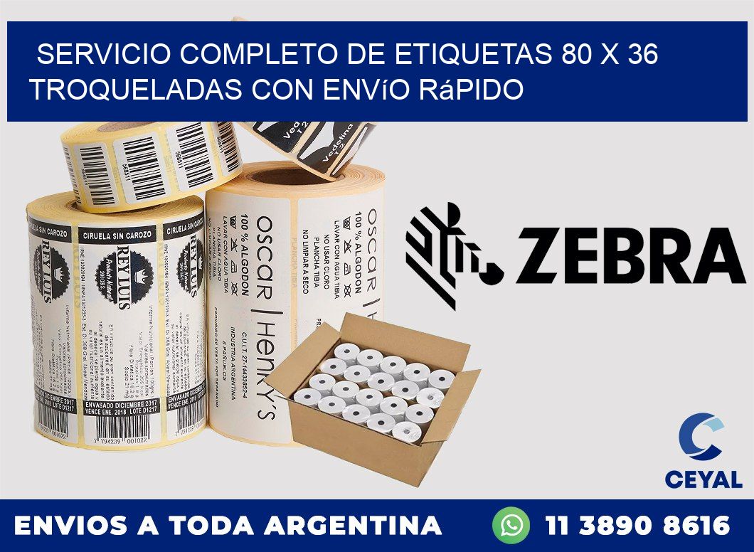Servicio completo de etiquetas 80 x 36 troqueladas con envío rápido