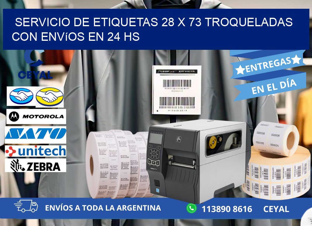 Servicio de etiquetas 28 x 73 troqueladas con envíos en 24 hs
