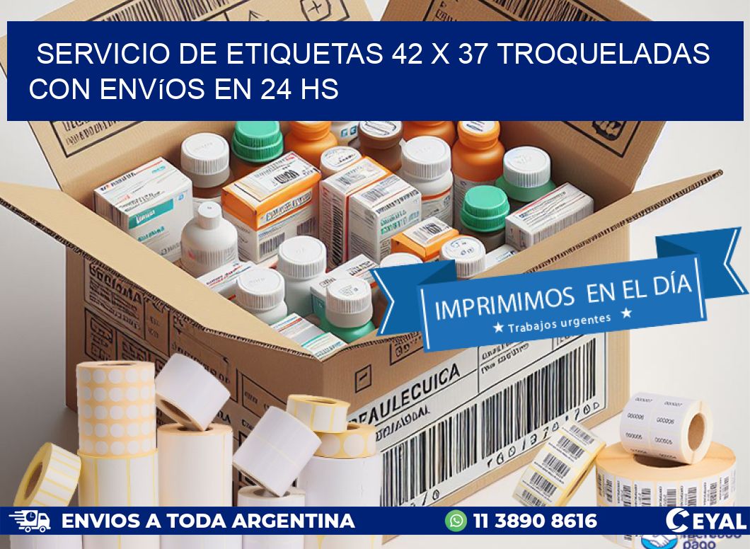 Servicio de etiquetas 42 x 37 troqueladas con envíos en 24 hs
