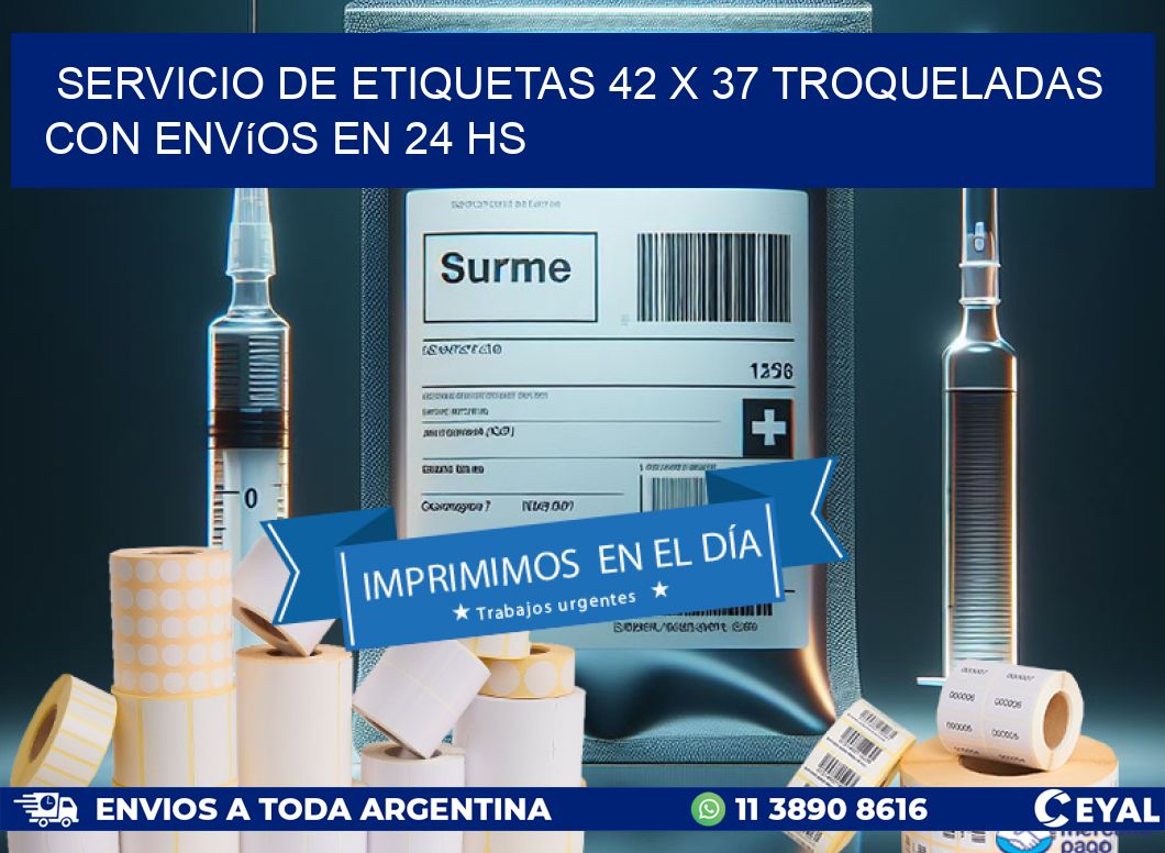Servicio de etiquetas 42 x 37 troqueladas con envíos en 24 hs