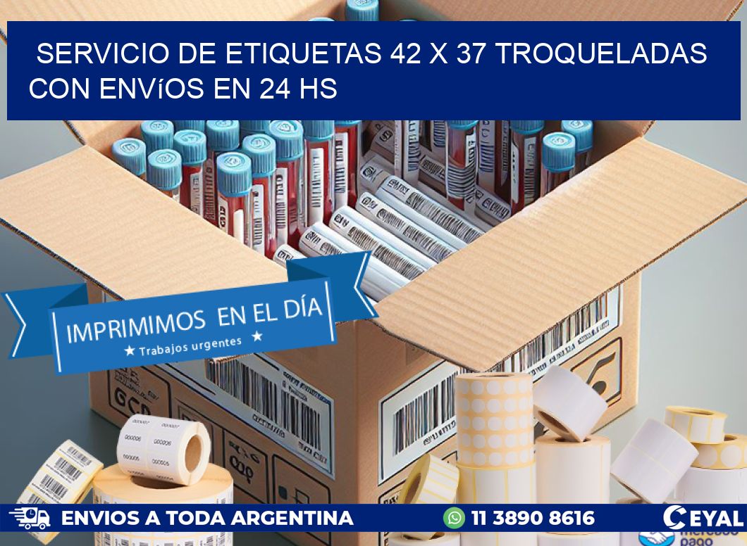 Servicio de etiquetas 42 x 37 troqueladas con envíos en 24 hs