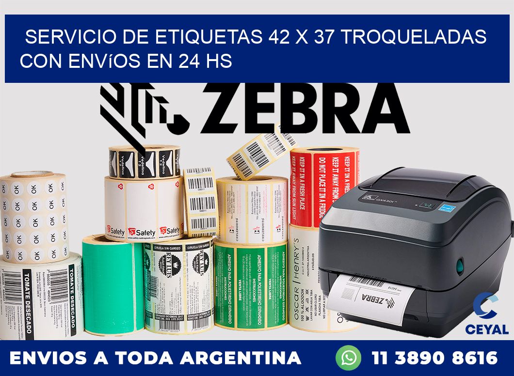 Servicio de etiquetas 42 x 37 troqueladas con envíos en 24 hs