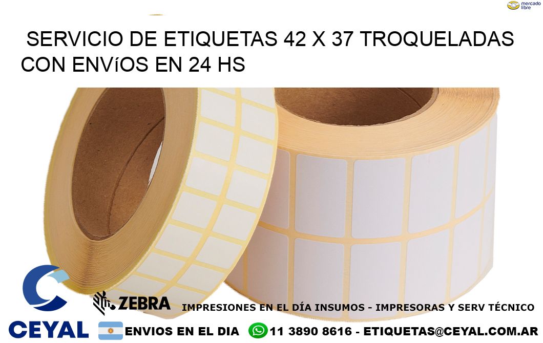 Servicio de etiquetas 42 x 37 troqueladas con envíos en 24 hs