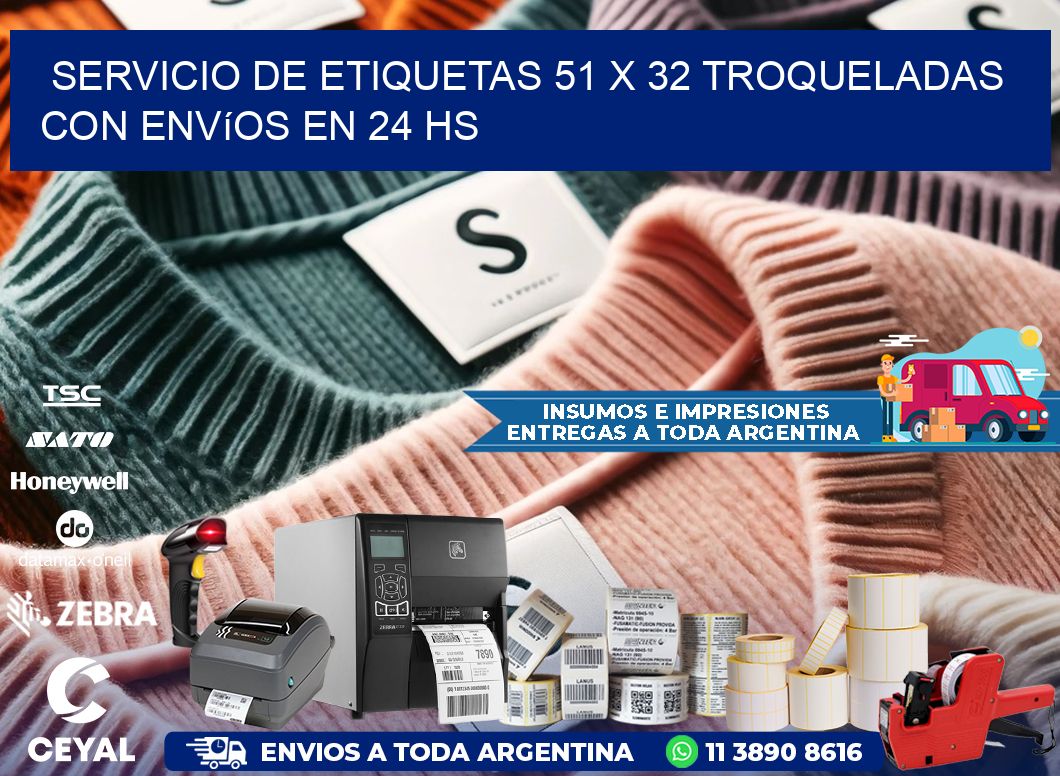 Servicio de etiquetas 51 x 32 troqueladas con envíos en 24 hs
