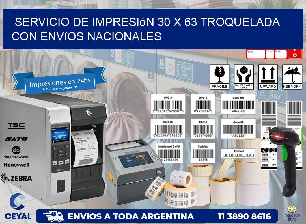 Servicio de impresión 30 x 63 troquelada con envíos nacionales
