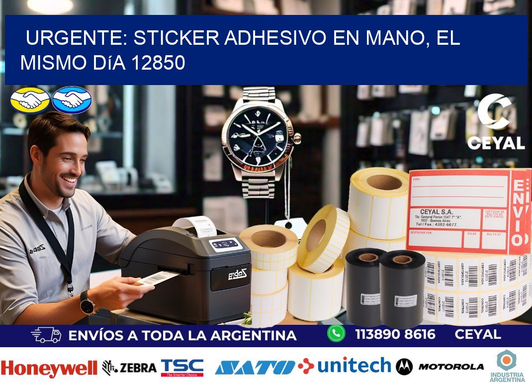 Urgente: Sticker adhesivo en Mano, el Mismo Día 12850