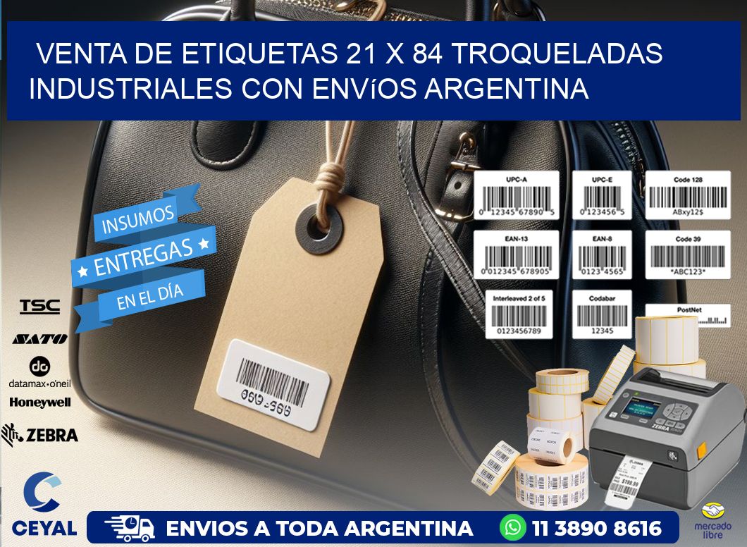 Venta de etiquetas 21 x 84 troqueladas industriales con envíos Argentina