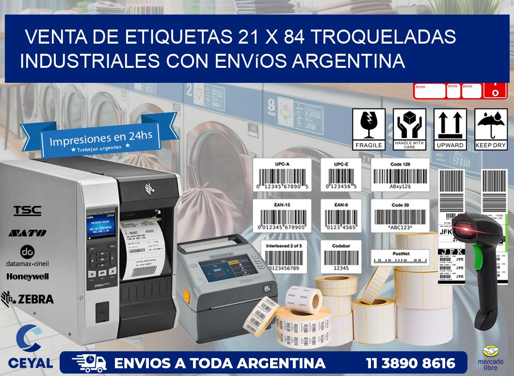 Venta de etiquetas 21 x 84 troqueladas industriales con envíos Argentina