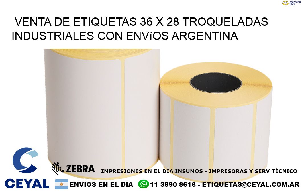 Venta de etiquetas 36 x 28 troqueladas industriales con envíos Argentina