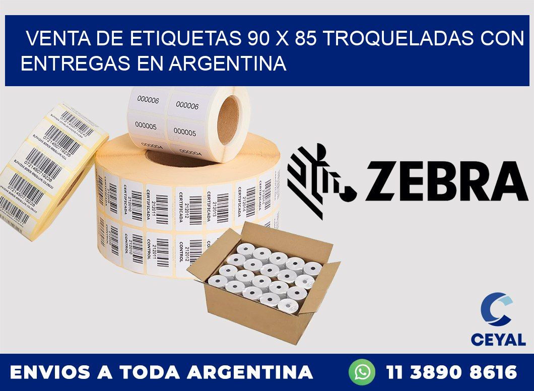 Venta de etiquetas 90 x 85 troqueladas con entregas en Argentina