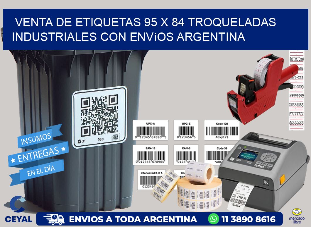 Venta de etiquetas 95 x 84 troqueladas industriales con envíos Argentina