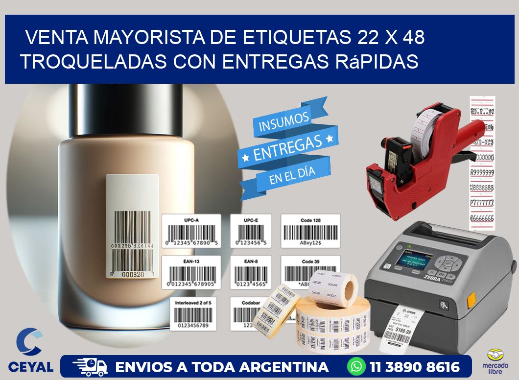 Venta mayorista de etiquetas 22 x 48 troqueladas con entregas rápidas
